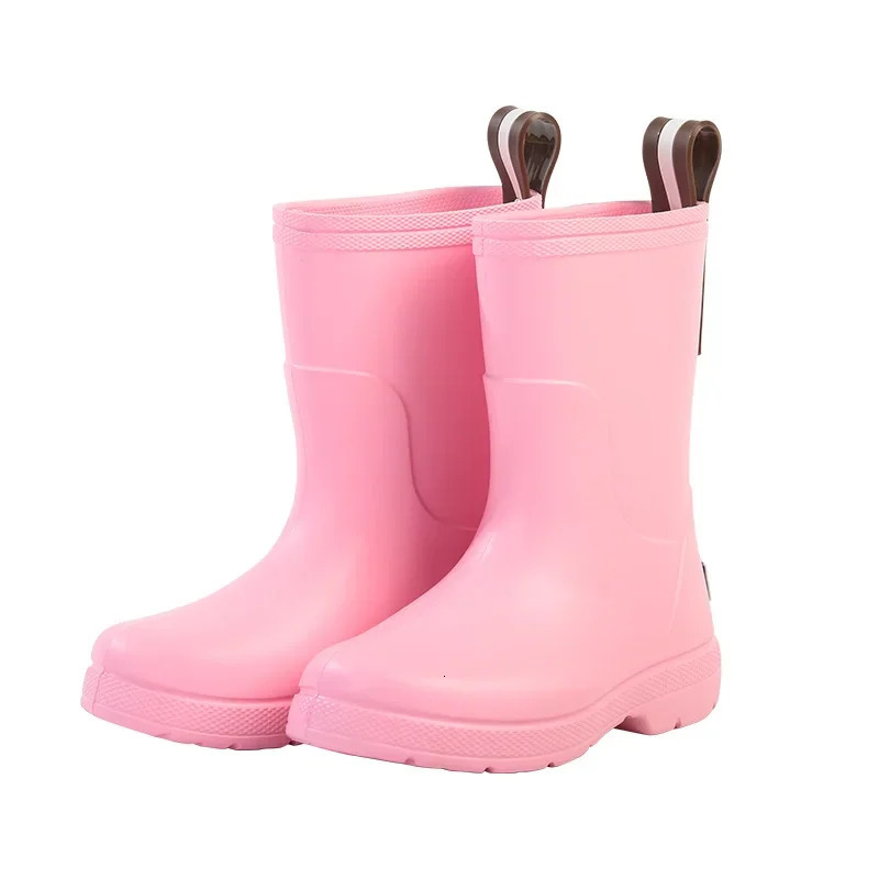 Children Rain Boots Rubber Slip-on Wear Resistance Baby Boys And Girls Waterproof Shoes Solid Color Non-slip Kids Footwear H30-1 241016