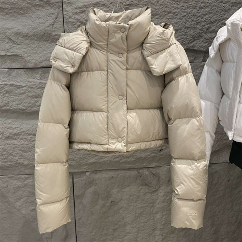 Winter Woman 2024 New High Quality White Duck Down Filg Down Jacket Short Slim Fit Hooded Puffer Coats Warm Thick Coat