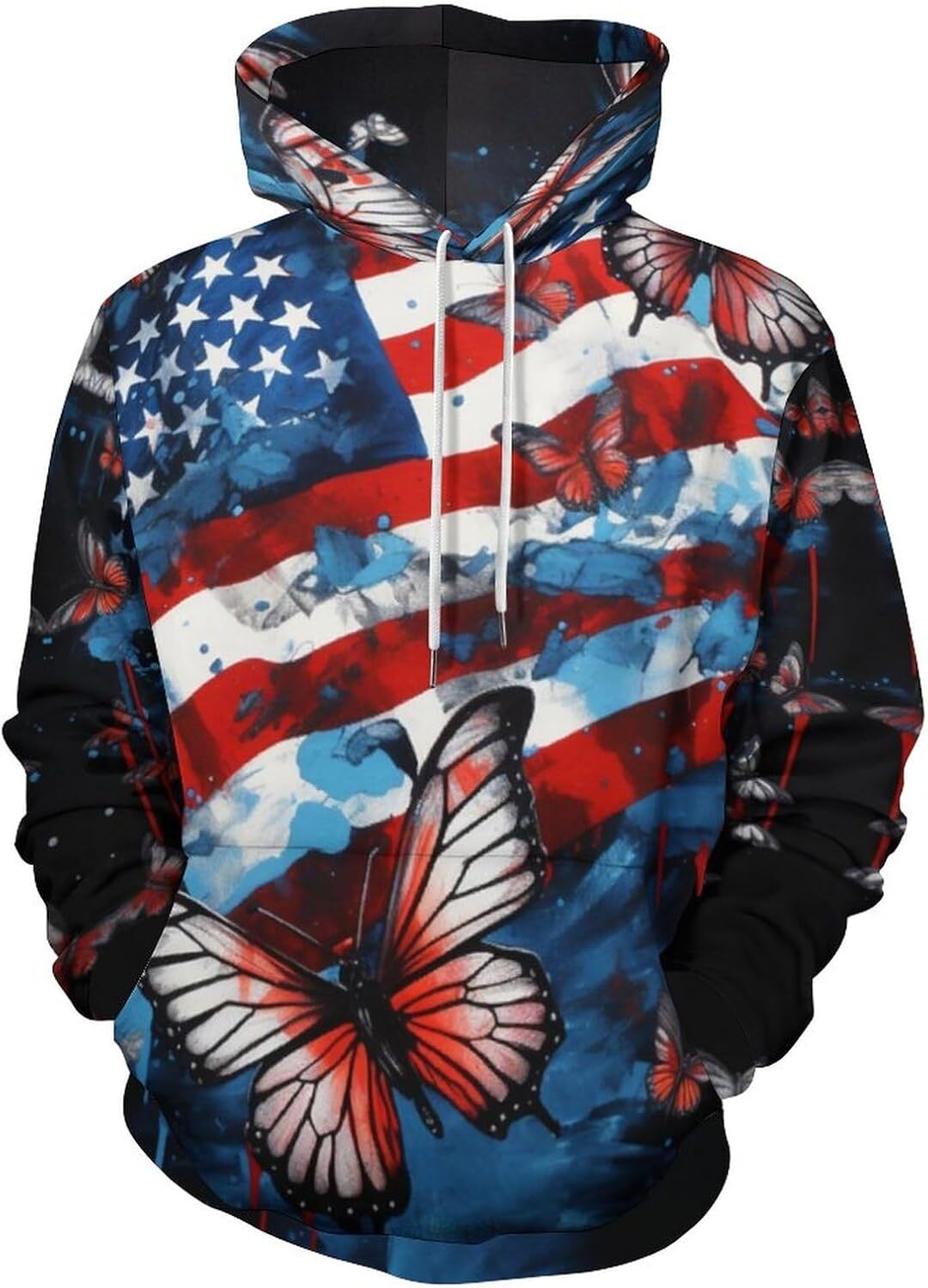 Hoodie for Mens Womens Unisex Funny Sunflower Hoodie 3D Novelty Pattern Printed American Flag Graphic Hoodies sweatshirt Pullover Long Sleeve