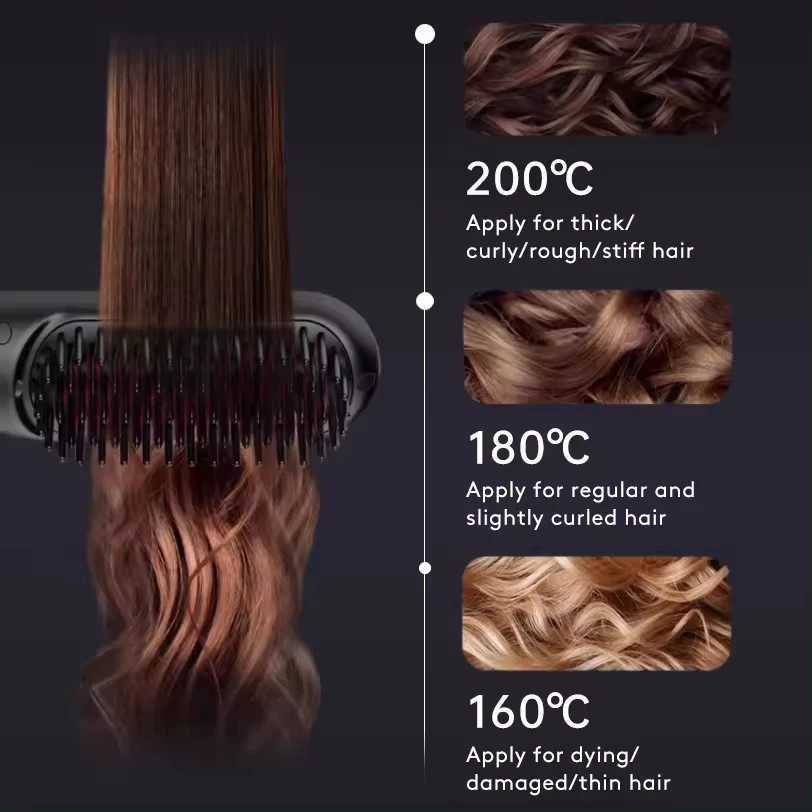 2 In 1 Straight Hair Comb Wireless Hair Straightener Brush Hair Fast Heating Portable Hot Curler USB ChargingXJ241016