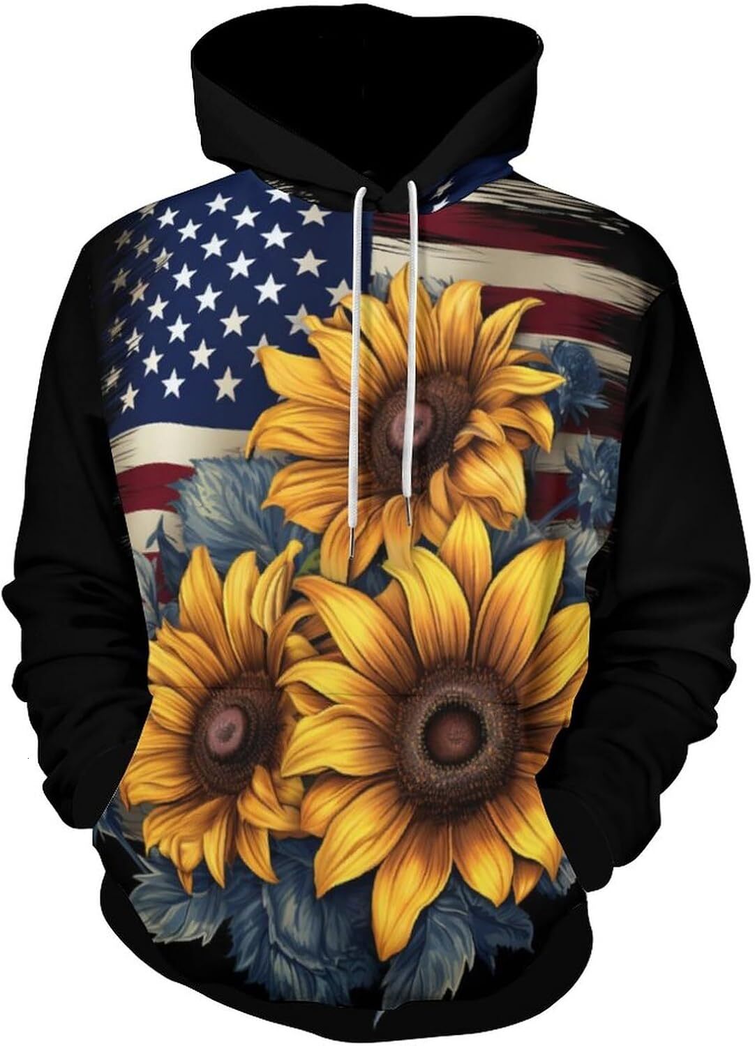 Hoodie for Mens Womens Funny American Us Flag Hoodie Novelty Tie Dyed Long Sleeve Sweatshirt Hoodies Pocket Graphic Hoodies sweatshirt Pullover Long S