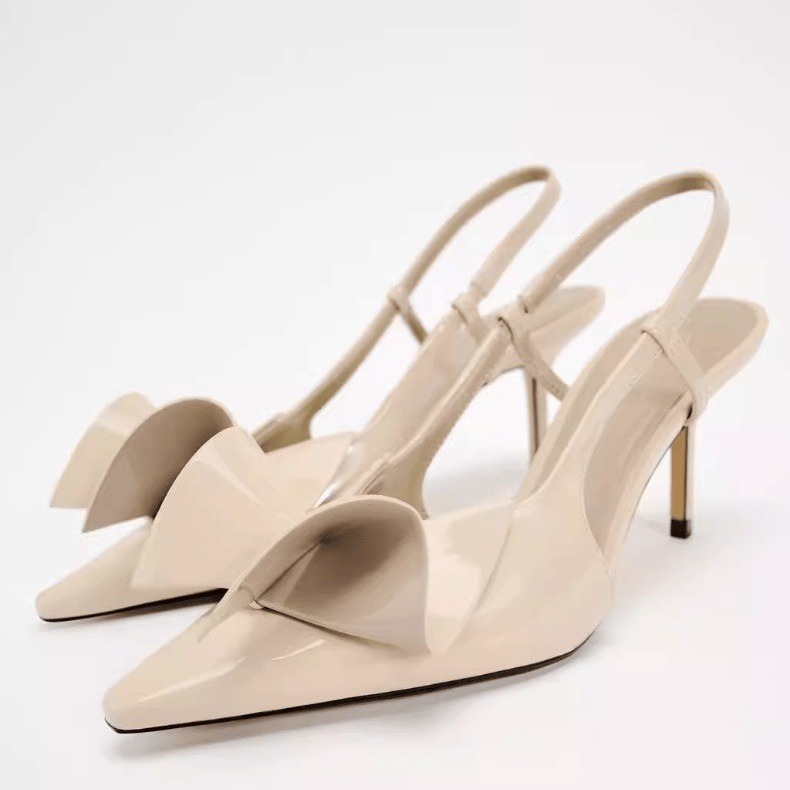 Women Fashion High Heel Design Sense Hollow Leather Shoes Gentle Style Triple Beige Free shipping