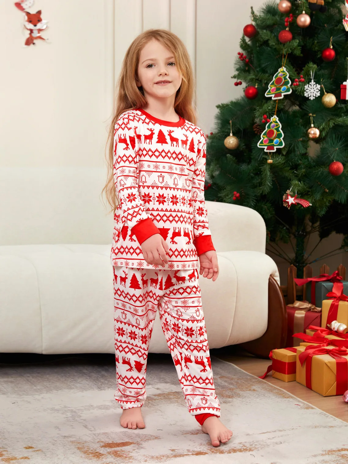 Christmas Pajamas Family Red White Stripe Matching Set Long Sleeve Pjs 241017