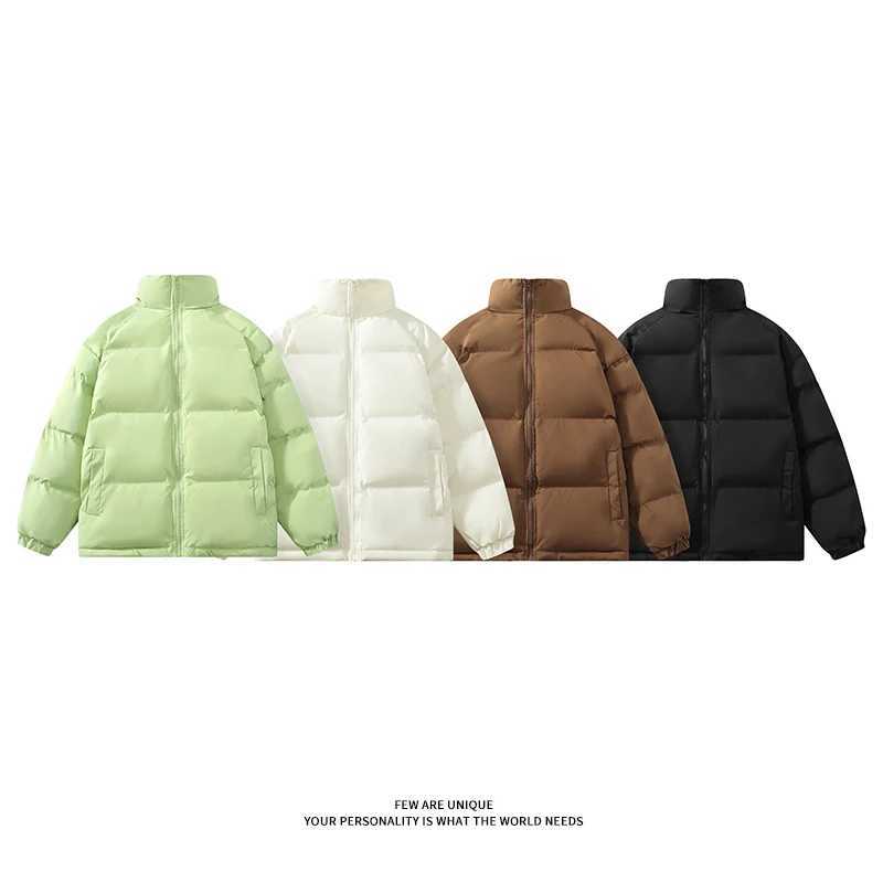 Winter jacket mens warm and fashionable solid color thick jacket mens street clothing mens loose thick short jacket mens Parka clothing X241017