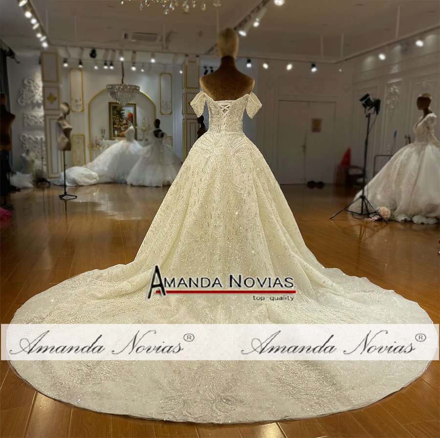 Amanda Novias Off Shoulder Detachable Skirt Wedding Dress
