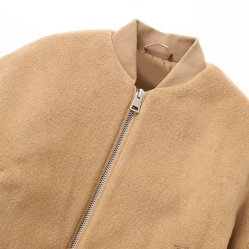 Bombers Women's Jackets Khaki Outwear 2024 Inszarts Long Sleeve Tops Solid Elegant Streetwear Pockets Woman Jackers Coat