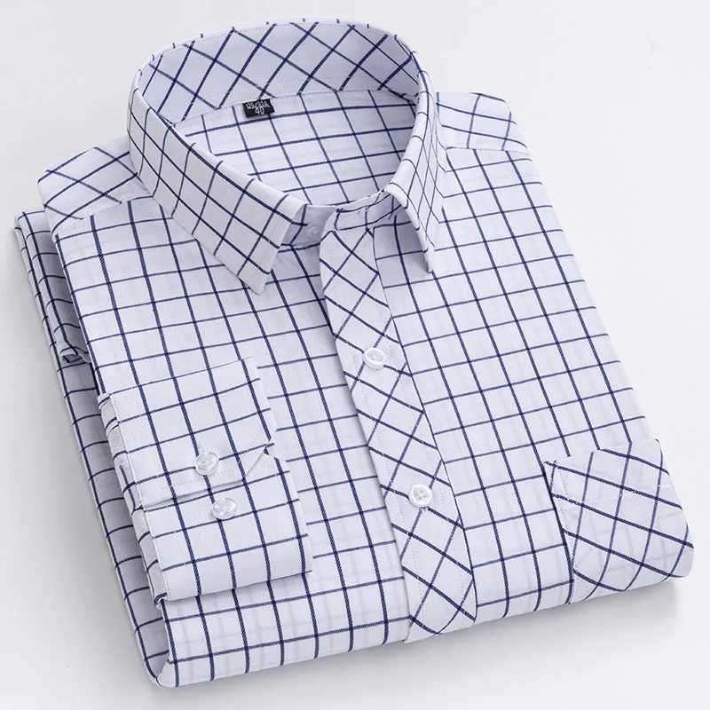 New Mens Shirts Long Sleeve Fashion 100% Pure Cotton Soft Comfortable Thin Plaid Young Casual Social Shirt Clothing S-8XL LX241017