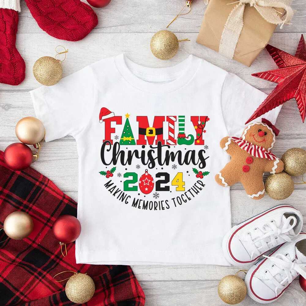 Family Christmas 2024 Print Family Match Shirt Christmas Together Create Memory Clothing Holiday Mom Dad Child Top Baby jumpsuit W241015