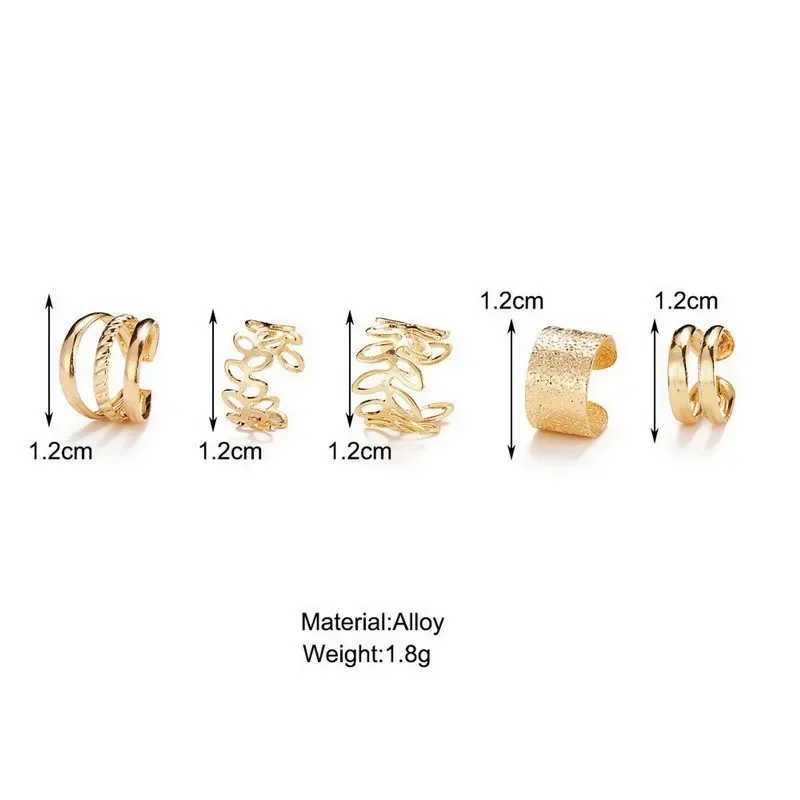 Fashionable retro gold leaf earrings with perforated cuffs fake clip earrings womens creative trend jewelry W241017