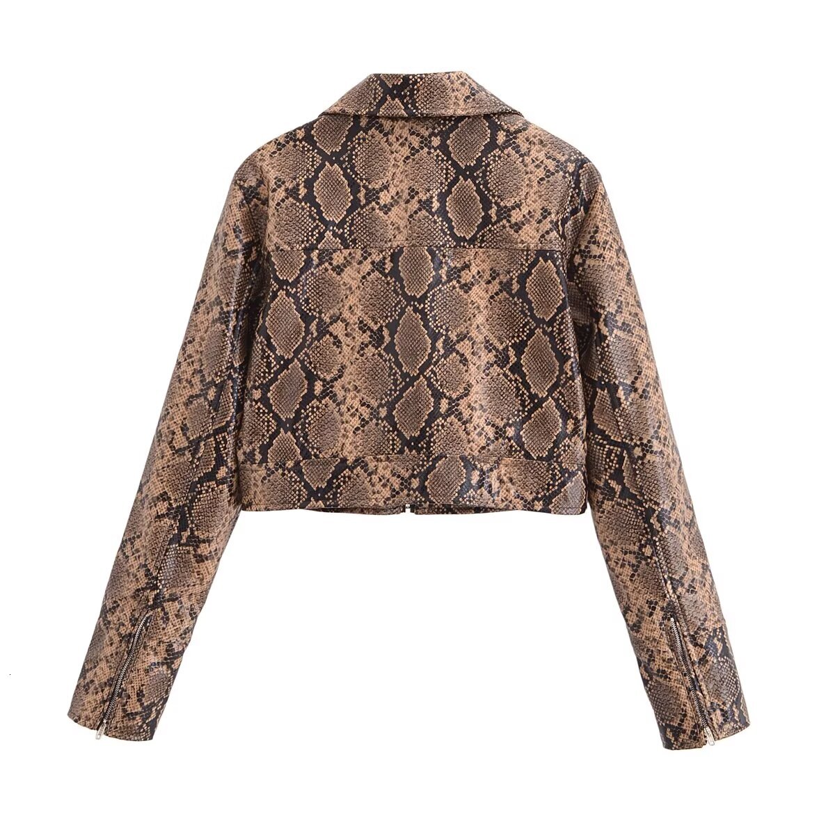 Leopard Print Leather Jackets Women's Fur Long Sleeve Cropped Outwear With Zipper 2024 Inszart Elegant Pu Coat Woman Tops