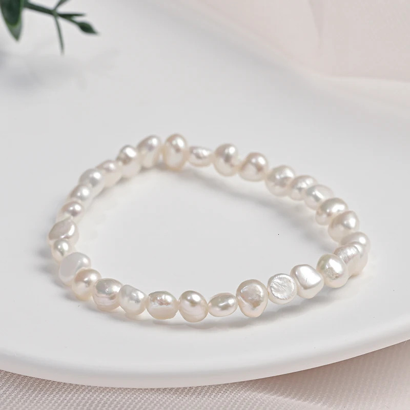 5-6mm Natural Freshwater Pearl Baroque Double sided Pearl Elastic Rope Bracelet Exquisite Fashion Jewelry Gift 241017