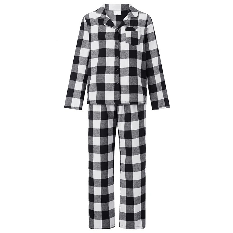 Christmas Family Pajamas Matching Set Long Sleeve Shirt with Pants Plaid Sleepwear Loungewear 241017