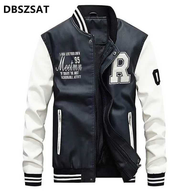 Brand Embroidered Baseball Jacket Mens Bracket Motorcycle Leather Jacket Mens Casual Wool Thick Artificial Leather Jacket M-4XL M241017