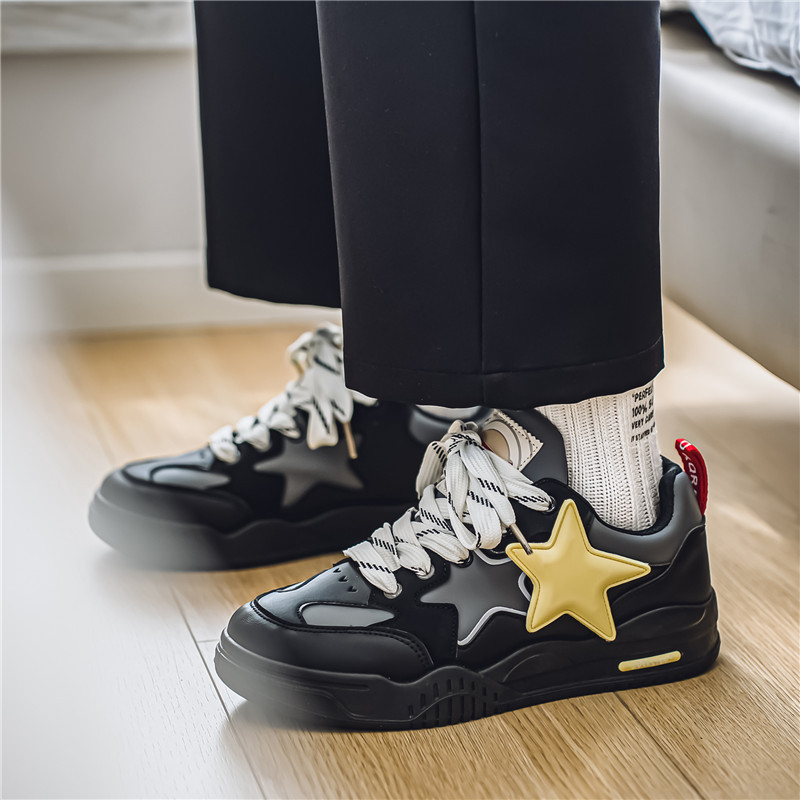 Autumn Winter New Men's Low Cut Thick Soled Pentagram Versatile Casual Board Shoes