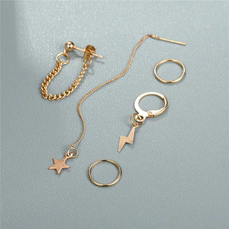 Exquisite tassel star lightning clip earring set suitable for women womens buttoned ear cuffs fake ears fashionable jewelry gifts W241017