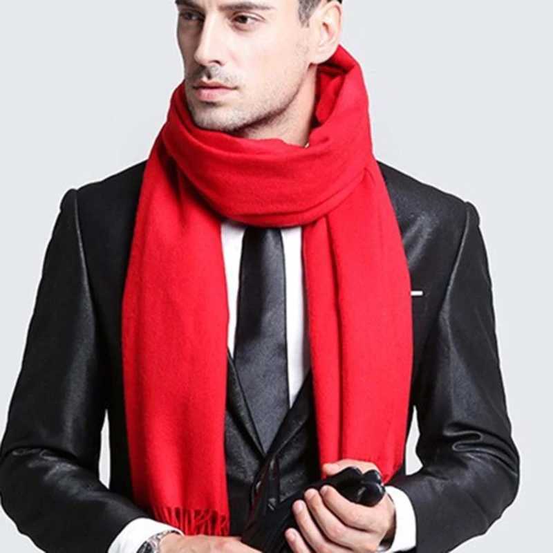 Classic solid scarf mens cashmere soft knitted striped scarf long tassel neck warm mens winter scarf 2023 new item X241017