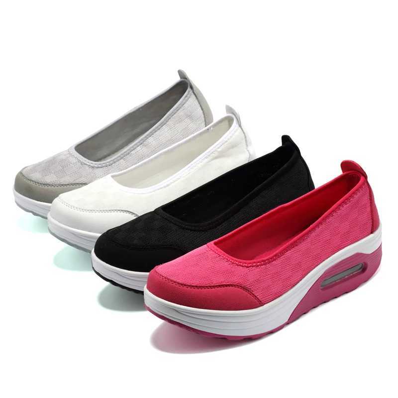 Womens Platform Sports Shoes 2021 New Womens Casual Office Shoes Wedge Swinging Shoes Thick Bottom Large 42 Nurse Work Shoes Y241017