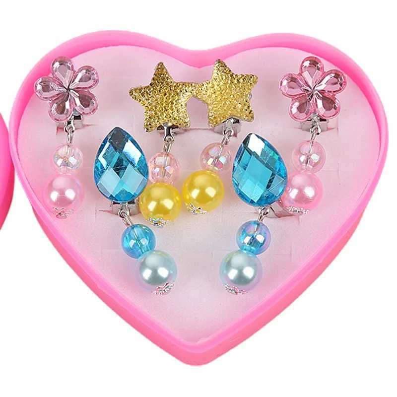 1 set of mini cute animal flower ear clips suitable for hypoallergenic girls non perforated acrylic childrens earrings painless W241017