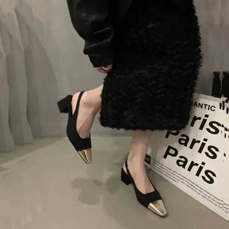 Womens shoes 2024 new Slingbacks womens high heels fashionable color matching office and professional hot selling plus size shoes hats sandals Y241017