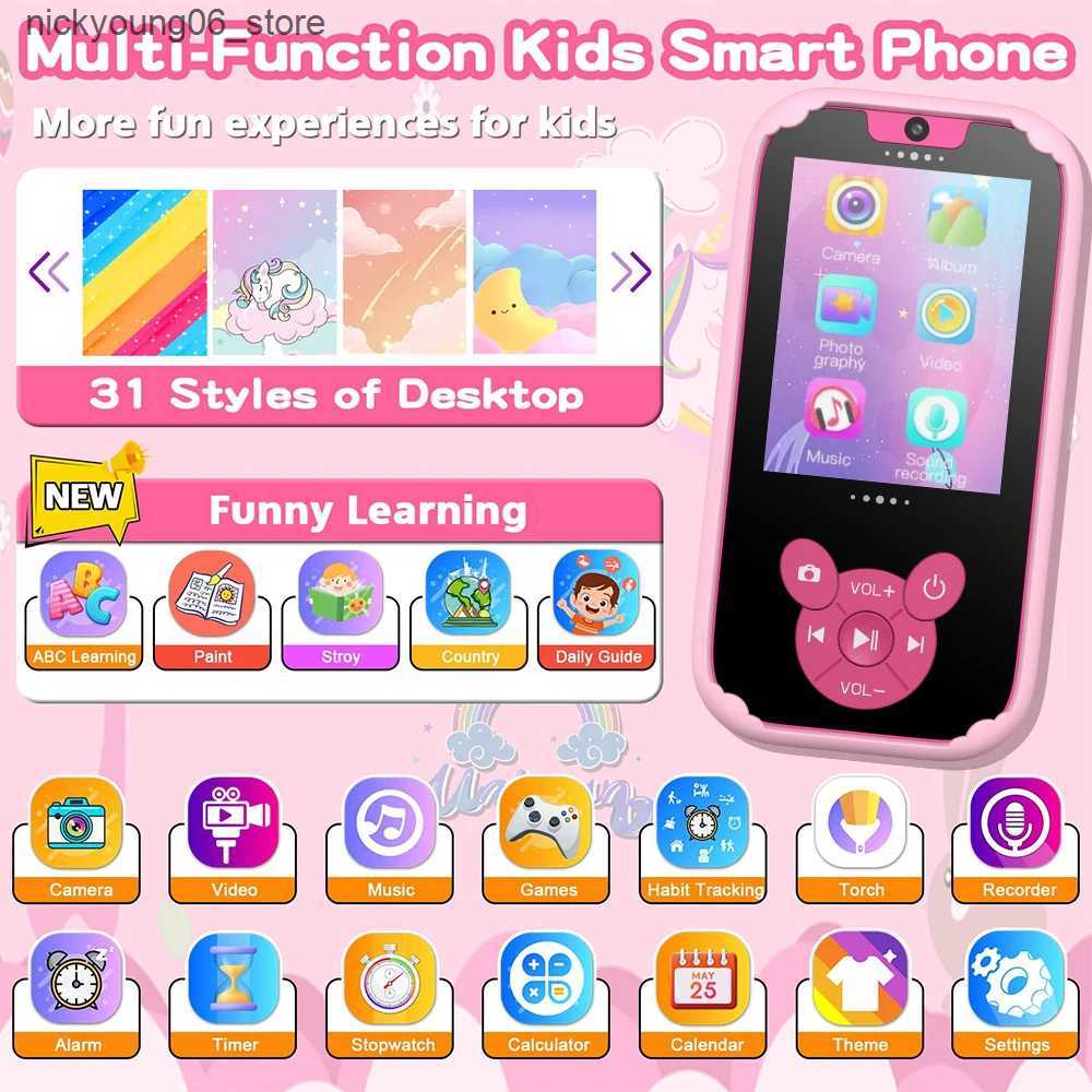 Baby Toy Kids Smart Phone Educational Toys Dual Camera Music Player Baby Phone With 8G Memro Game Learning for Age 3-12 Brithday Gifts L240910