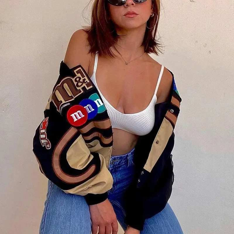 Female bomber jacket autumn hip-hop streetwear American motorcycle jacket Y2k cardigan vintage fashion jacket Harajuku long sleeved 241017