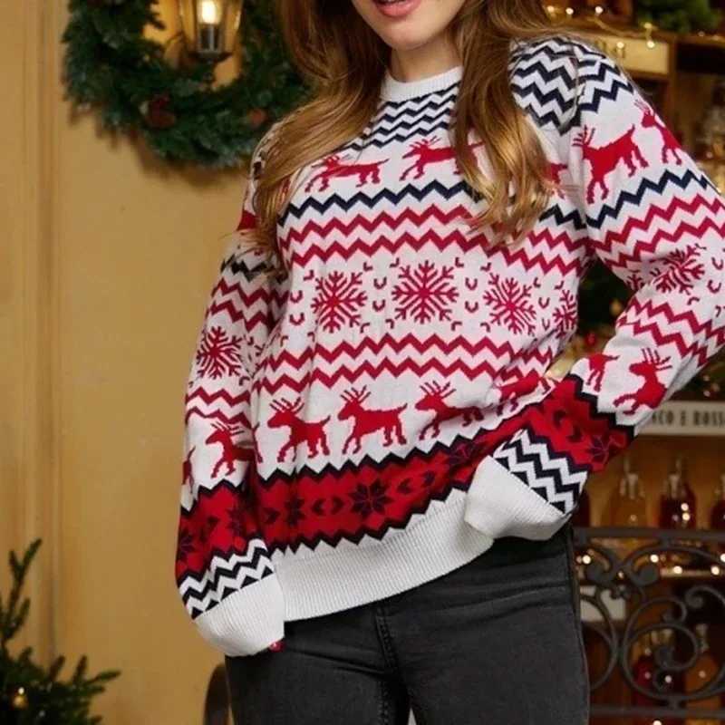 New Christmas Family Appearance Womens Boys and Girls Matching Clothes Christmas Sweater Thick Warm Jumper Printed Soft Knitted Pullover Top W241015