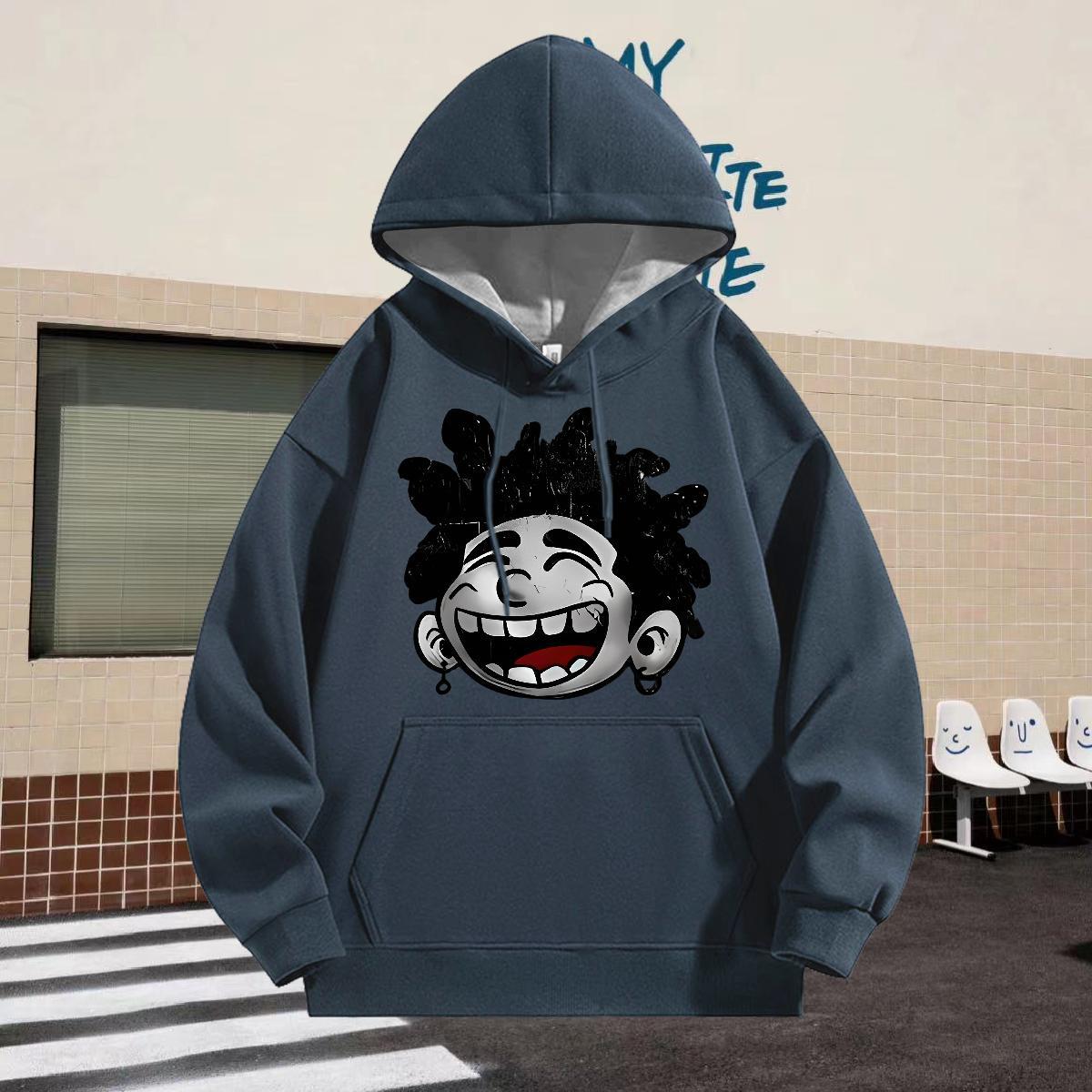 Factory Direct Hoodie Men Breathable Hooded Collar Comfortable Men's Hooded Sweatshirt Street wear Hip Hop Pullover Hoodie Skull 350g Cotton
