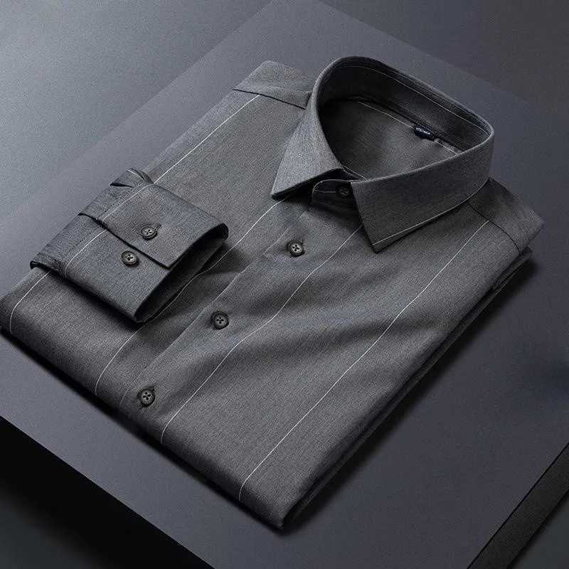 New Spring and Autumn High Quality Stripe Mens Social Gentleman Long Sleeve Shirts Dress Breathable Business Casual Men Shirt LX241017