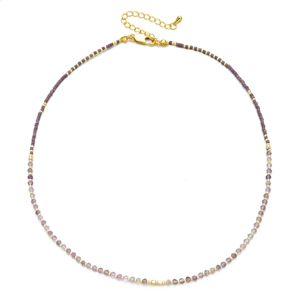 ZMZY Faceted Natural Stones Bead Necklace Fashion Miyuki Bead Necklace Womens Jewelry Party Gift 241017