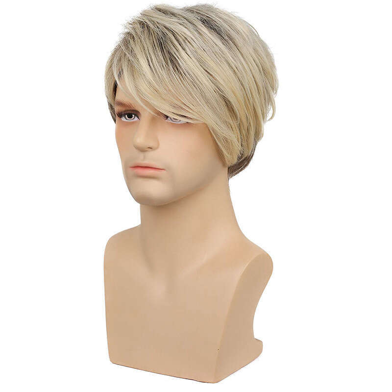 Xuchang Fashion Men's Mixed Color Wigs, Short Hair With Partial Split Bangs, Chemical Fiber Headsets, Wigs