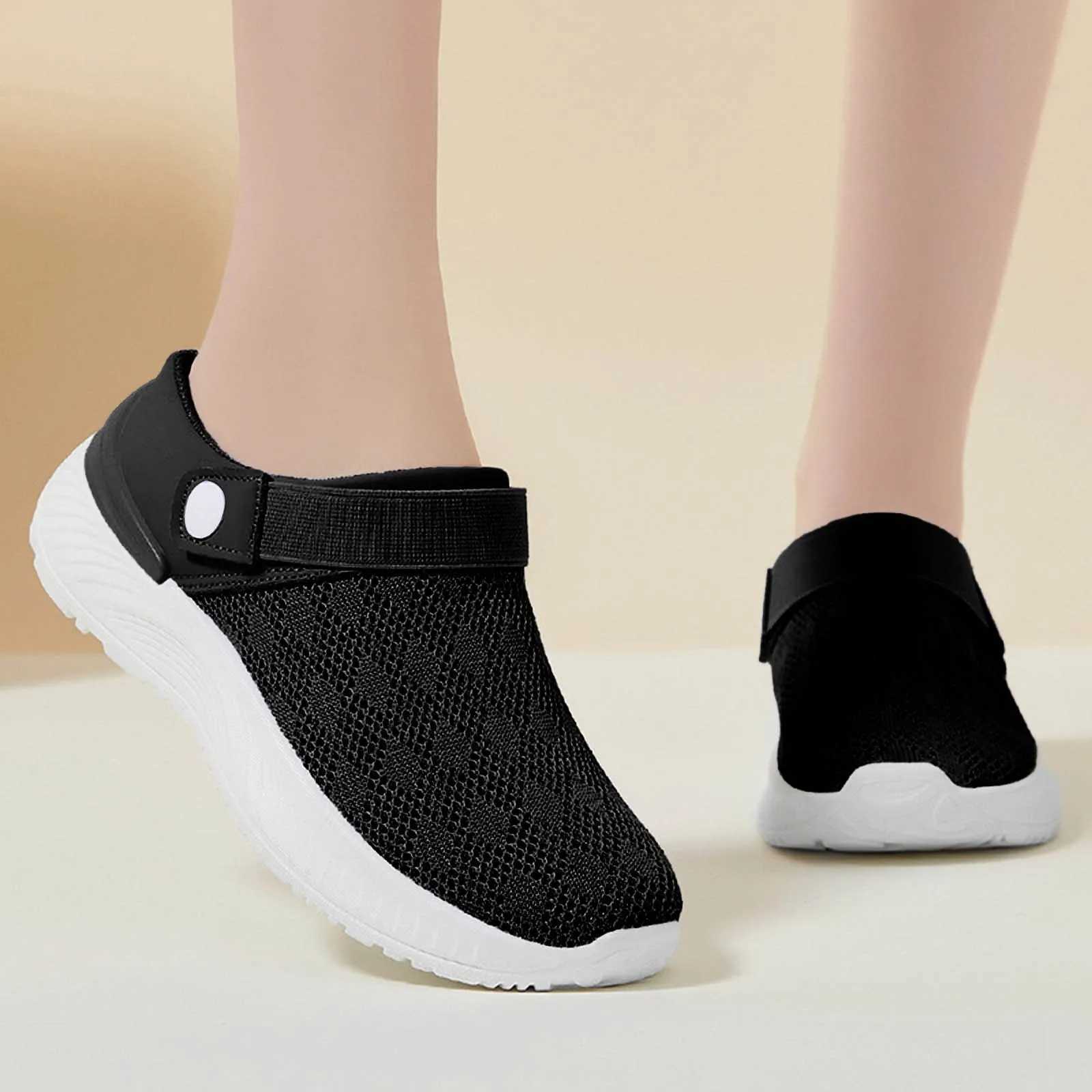 Womens casual work shoes summer breathable slider womens half slider lazy soft sole slider womens casual business shoes Y241017