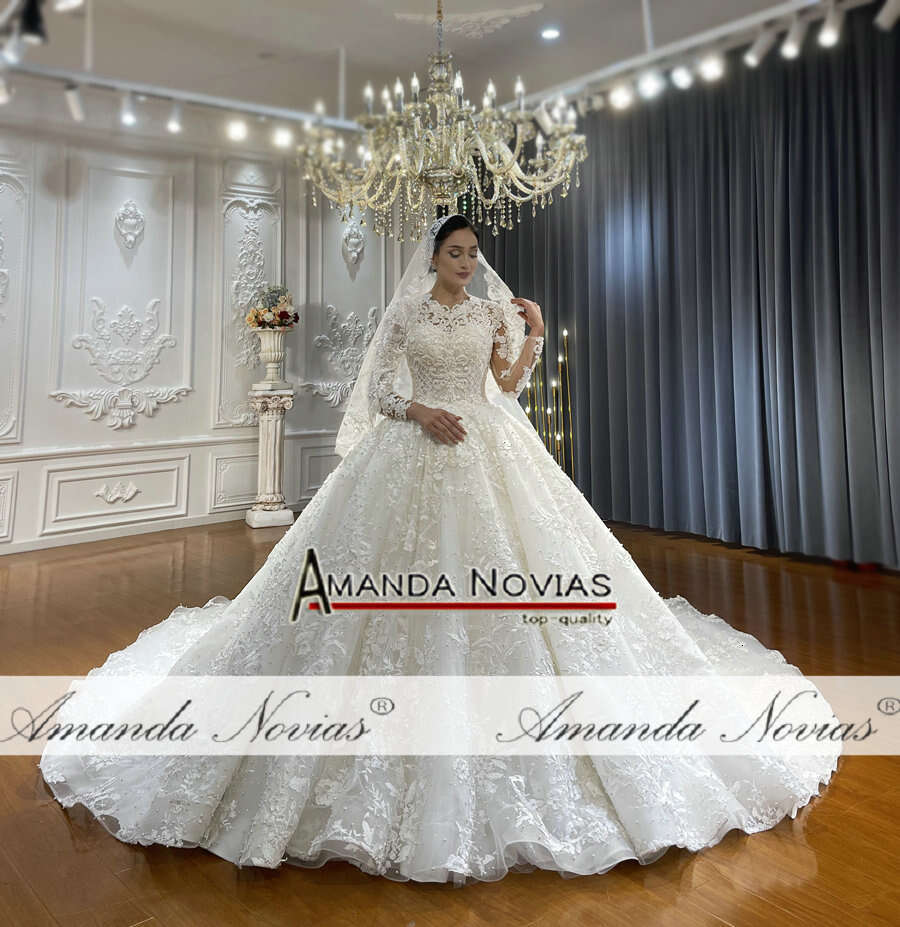 Off White Lace Wedding Dress Muslim 2024