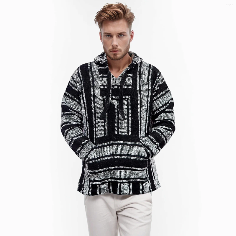 Mens Hoodies 3D Hippie Hoodie For Men Ethnic Style Pullover Hooded Sweatshirt Drawstring Pocket V Neck Streetwear