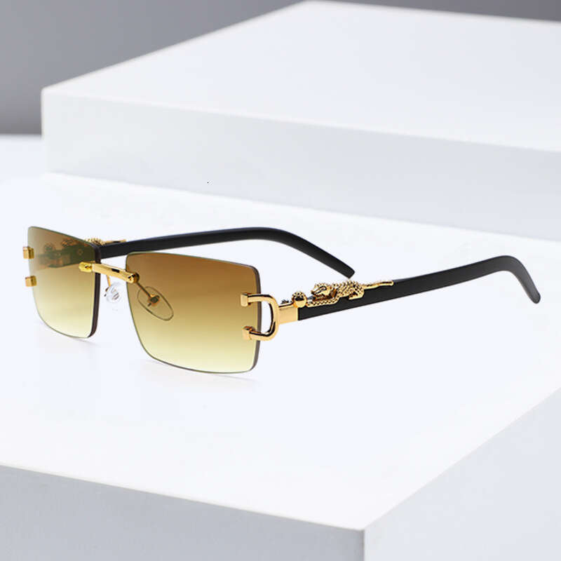 Rectangle for Rimless Trendy Women 2025 Brand Design Retro Frameless Gradient Lens Sunglasses Men