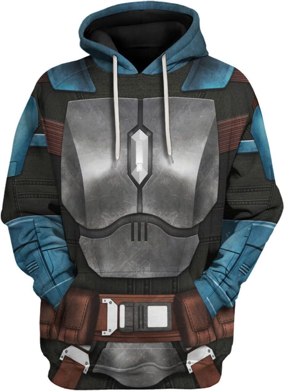 Hoodie for Mens Womens Mens Fett Bo-Katan Kryze Sweatshirt 3D Printed Battle Costume Cosplay Halloween Hooded Pullover Hoodies Graphic Hoodies sweatsh
