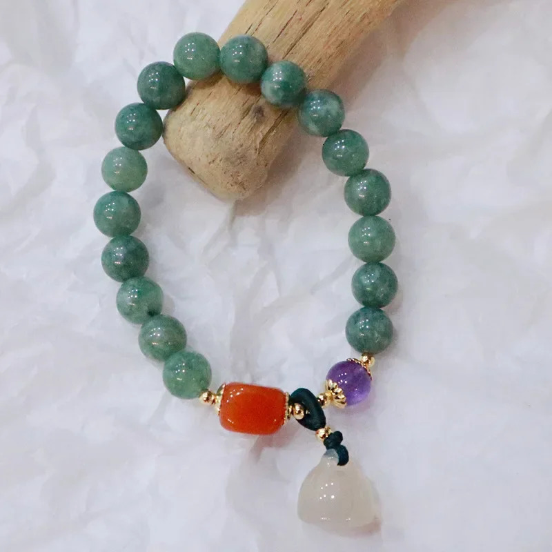 Ruifan Natural Chalcedony Lotus Charm Natural Jade Stone Bead Bracelet Womens Exquisite Jewelry Accessories YBR532 241017