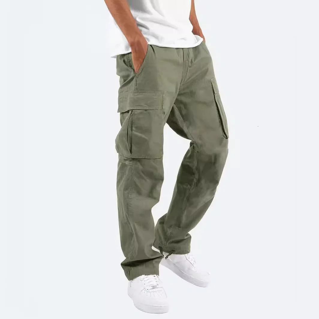 Men Cargo Pants Casual Male High Elastic Waist Pocket Wide Leg Pocket Trousers Oversized S-5XL OUFY-008 241017