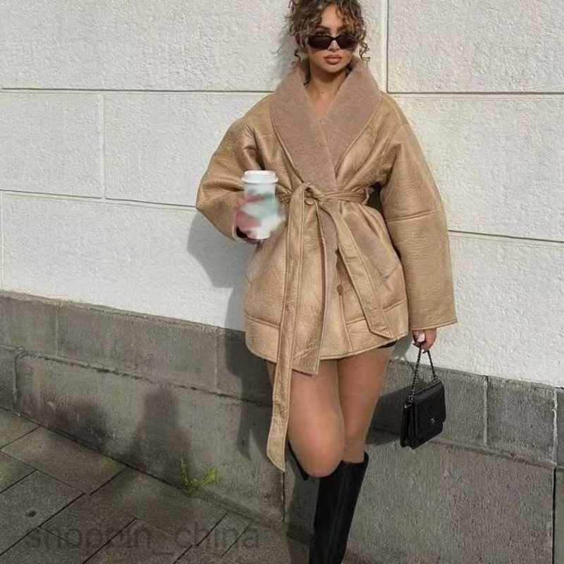 Women Jackets Coats Women's Autumn/Winter New Fashion Cashmere Leather Collar Composite Belt Coat