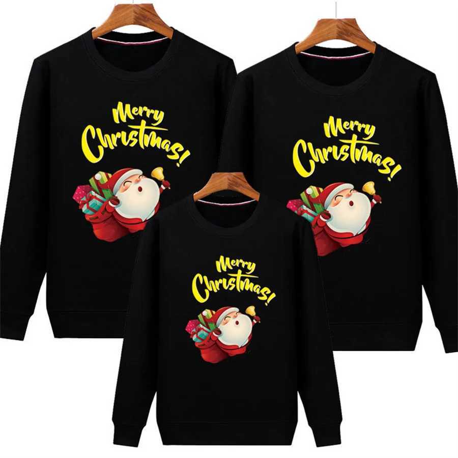 Family Hoodie Christmas Match Set Warm Childrens Clothing Sportswear with Velvet Sweater Santa Claus Adult and Childrens Gifts W241015