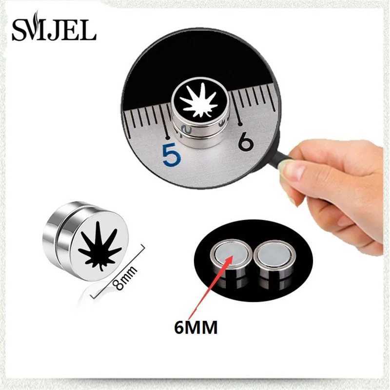 Stainless steel non perforated magnetic stud earrings unisex punk black heart star cross skull ear clip jewelry fake perforation gift W241017