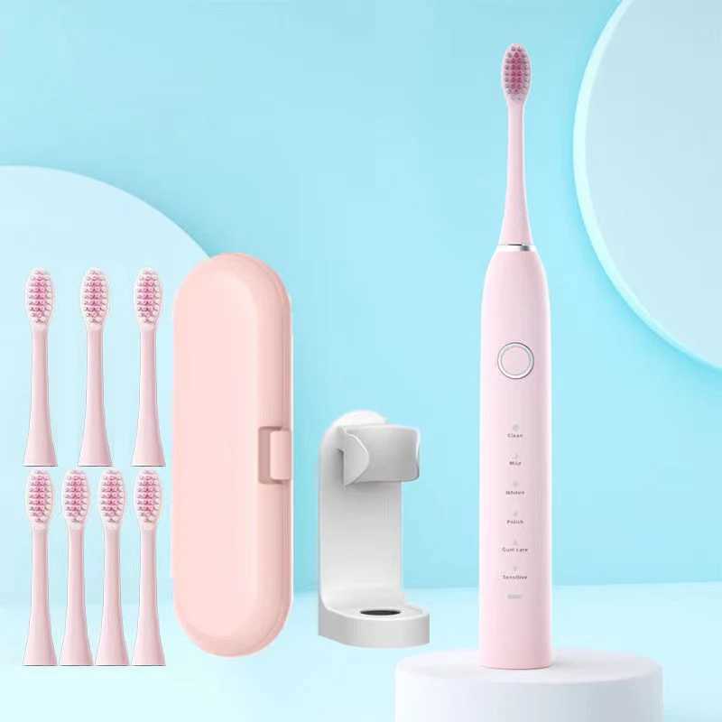 New Arrival 6-speed electric sonic toothbrush USB charging adult ultrasonic toothbrush with 4/8 replaceable head intelligent timer IPX7 G241017