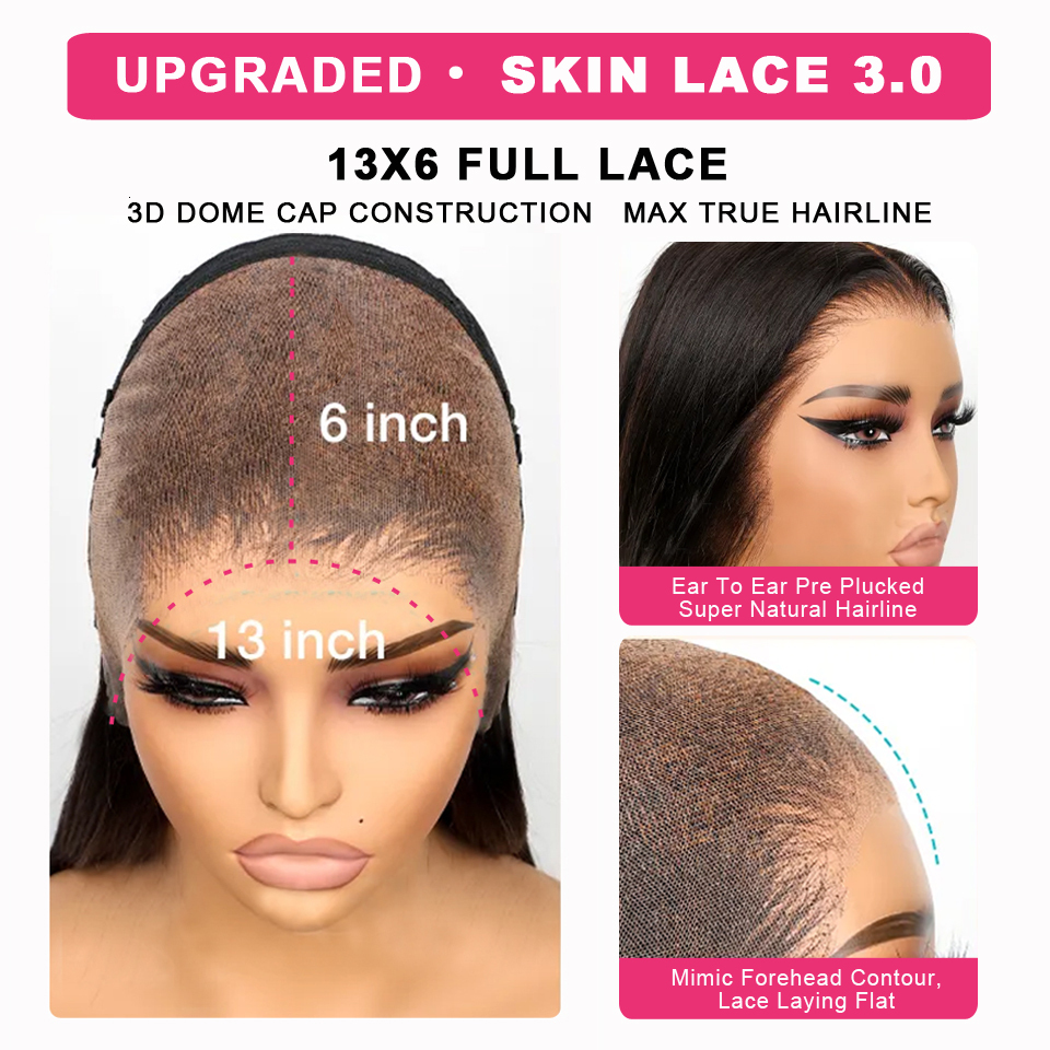 Straight 13X4/13X6 Transparent Front Wigs Pre Plucked 360 Frontal Human Hair 5X5 HD Lace Closure Wig