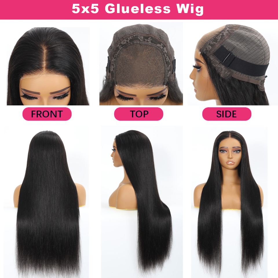 Straight 13X4/13X6 Transparent Front Wigs Pre Plucked 360 Frontal Human Hair 5X5 HD Lace Closure Wig