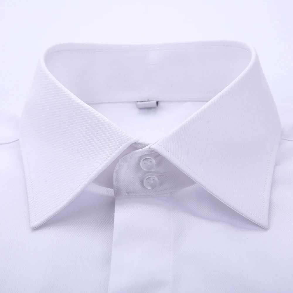 Mens classic front checkered French cuffed dress without pockets full sleeves standard fit banquet wedding white shirt X2503241