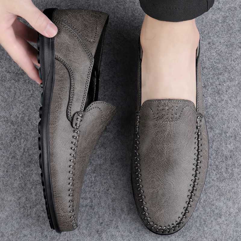 Fi Men Casual Leather Shoes Luxury Italian Soft Men Loafers Handmade Men Breathable Slip Boat Shoes Plus SizeXJ250118