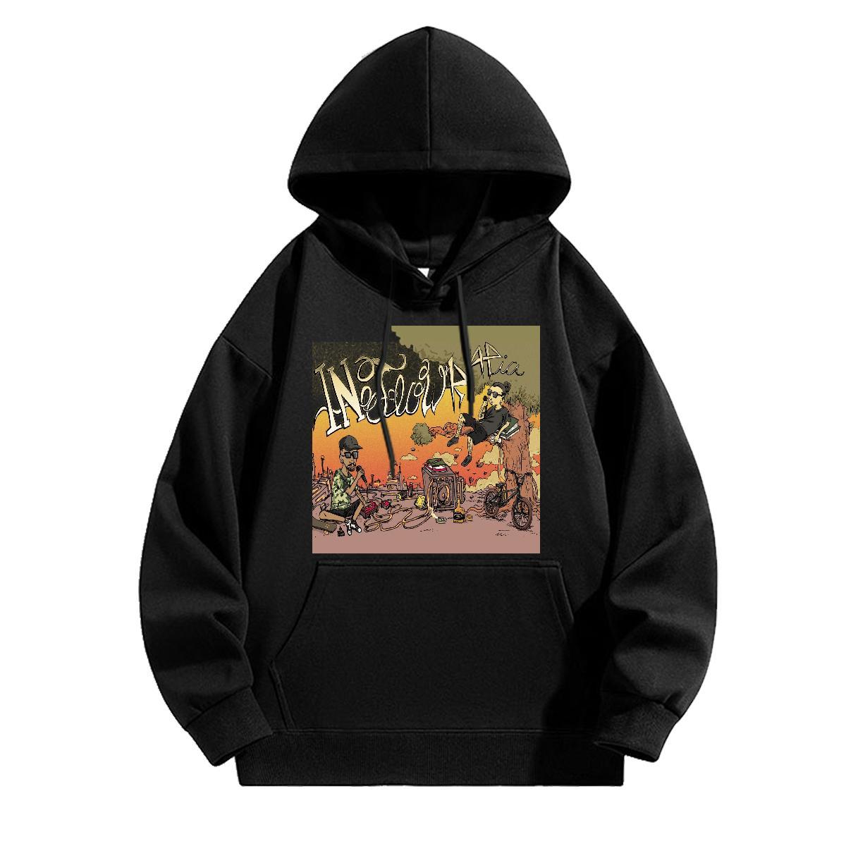 Designer Fashion Hooded Sweatshirt Popular Men Hoodie Black Oversized Tops Pullover Hoodie High Street Hip Hop Breathable Tech Fleece