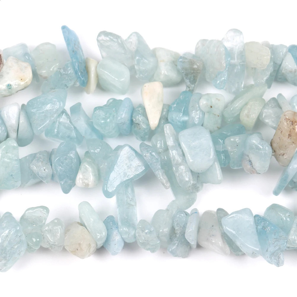 Irregular natural 3-8mm gravel aquamarine gemstone beads loose chip beads used for jewelry making Diy necklace bracelet accessories 241017