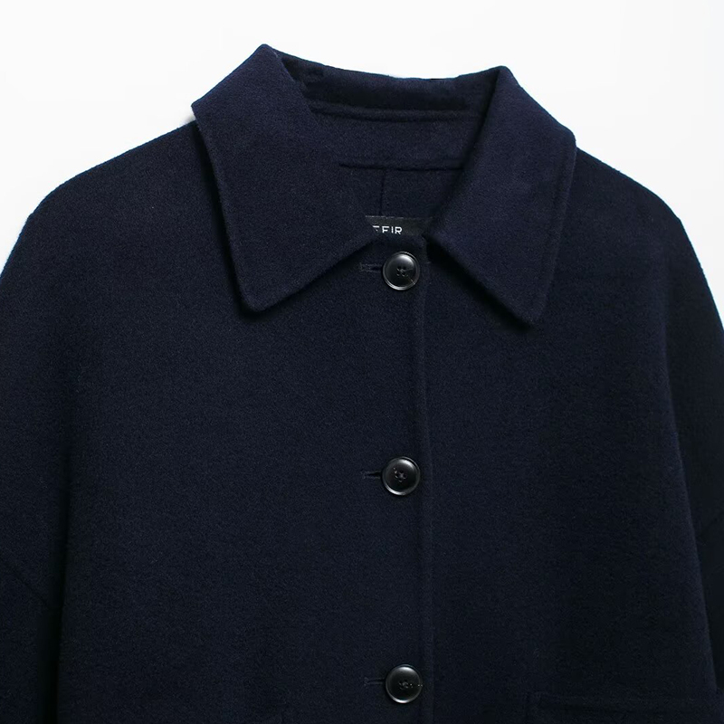 Women'a Coat With Button 2024 Outwear Black Pockets Outerwear Jaquetass Femininas Long Sleeve Tops Elegant Jackets