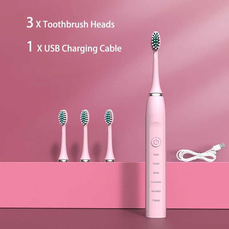 New Arrival 5-mode sonic electric toothbrush USB charger charging IPX7 waterproof intelligent timer cleaning white teeth ultrasonic oral cavity G24101