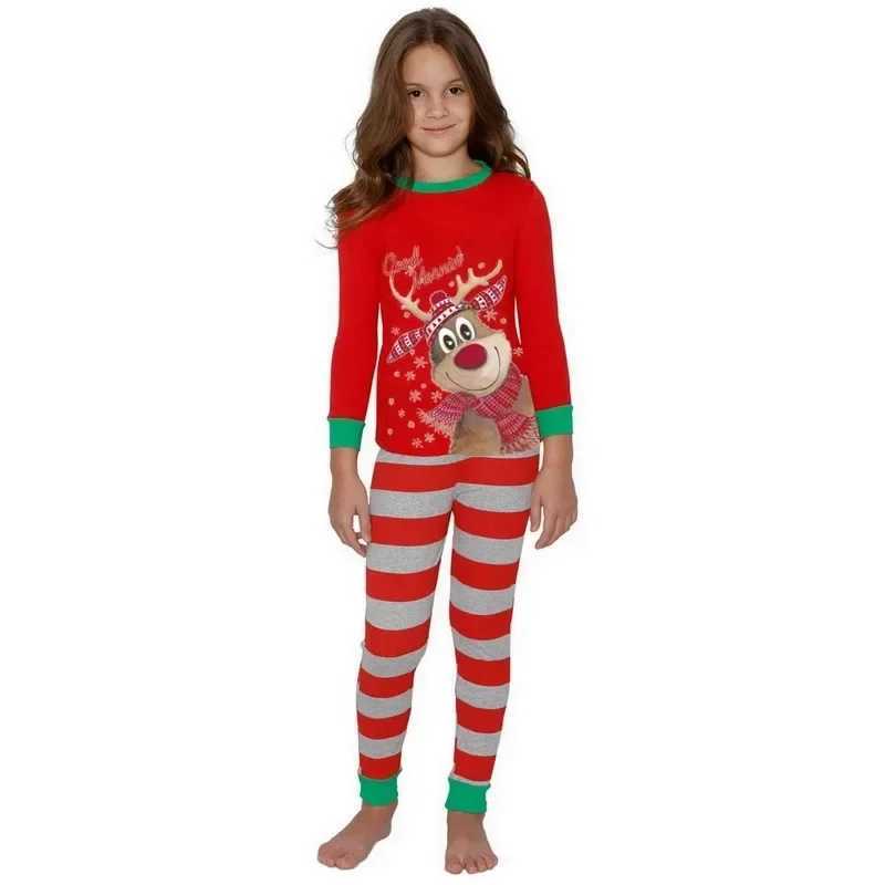2024 Christmas Family Pajama Set Mom Dad Kids Dog Cat Elk Pattern Pajama Christmas New Year Family Appearance Matching Set Pajama W241015